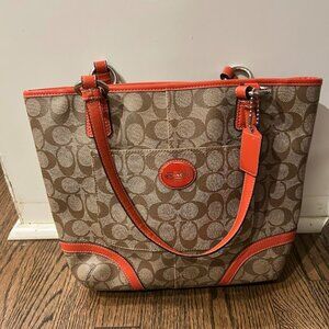 Coach purse - tan and orange - excellent condition